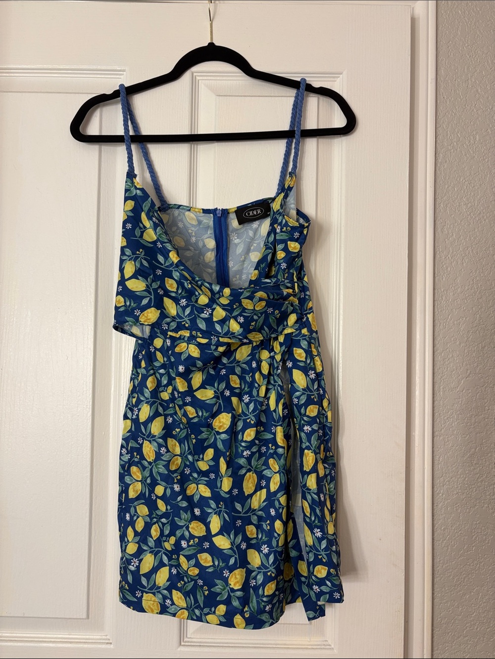 Cider Blue Lemon-Print Mini Dress
